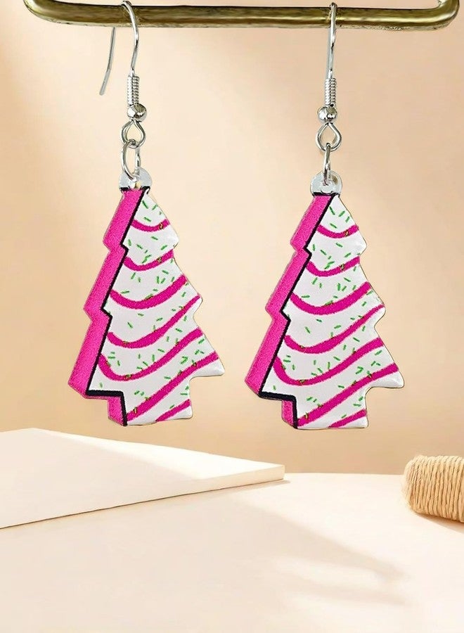 Yewkit Christmas Earrings for Women Hot Pink Santa Chrsitmas Earrings Acrylic Holiday Earrings Drop Dangle Earring Party Jewelry Gift - Image 4
